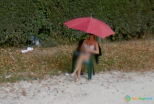 Street Girl With An Umbrella Near Venice